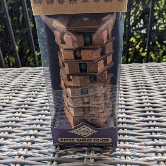 Perfect gift!True Genius Aztec Ghost Tower Wood Brainteaser Puzzle - Picture 2 of 6
